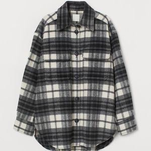 plaid, black and white flannel shacket / over shirt